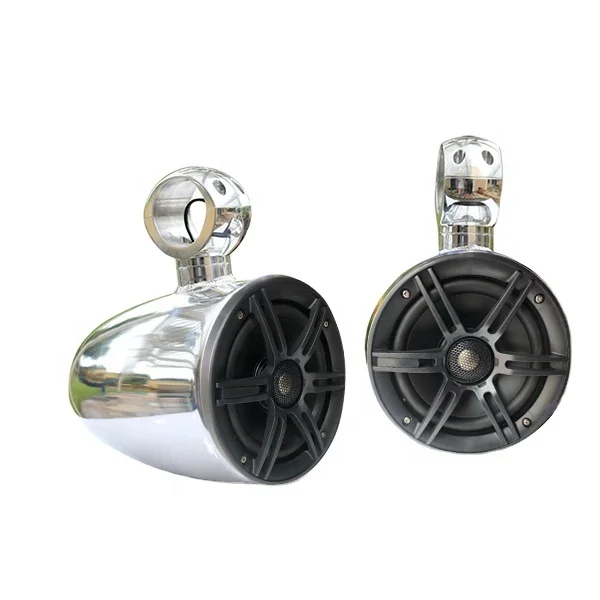 

Indy Aluminum Polished Pod Marine Boat Wakeboard Tower Speaker Pair of Angle-Free Mountable Surfing Product