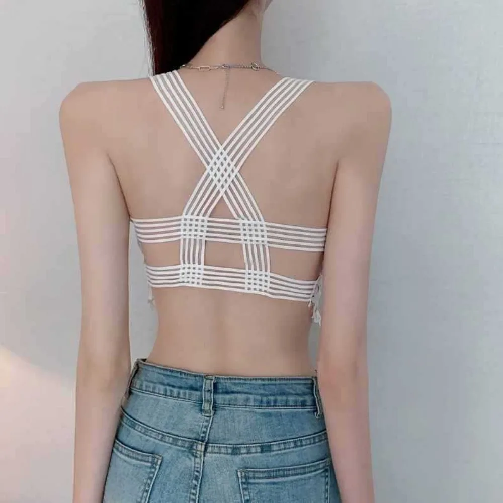 Sexy Tops for Womens Lace Crop Top Woman Tank Tops Off Shoulder V-neck Sleeveless Camis for Women Backless Camisole
