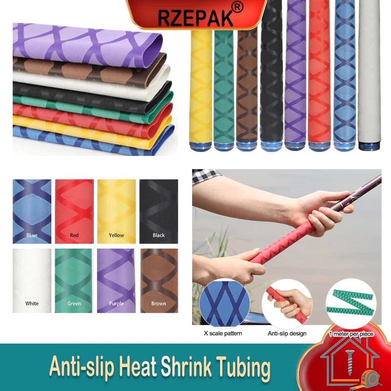 1m Anti-Slip Heat Shrink Tube ID15-60mm Handle Grip Repair Tool Protective Tubing Non-slip Insulation Sleeve for Fishing Rod