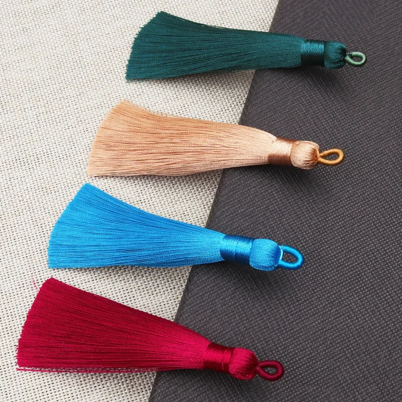 10pcs 8cm Silky Tassel With Hanging Ring Silk Fringe Tassel Trim Decor Key Tassels For DIY Jewelry Making Sewing Curtain Decor