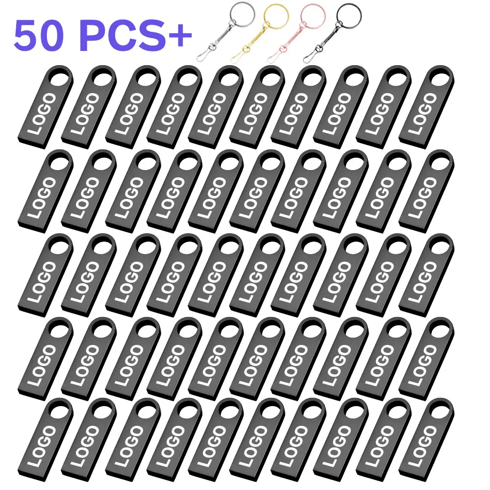 

50PCS/lot Metal USB Flash Drive Pendrive 1GB 2GB 4GB 8GB 16GB USB Sticks Pen Drive 32GB 64GB Memory Stick Free Custom LOGO