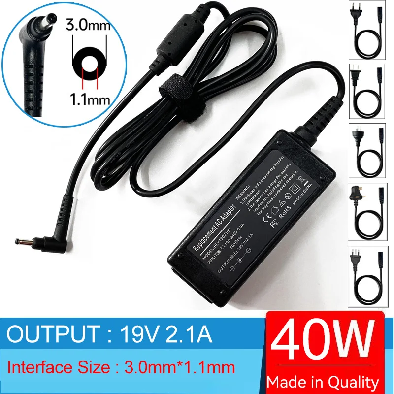 19V 2.1A 40W Laptop Ac Adapter Charger for Samsung Series 7 Slate XE700T1A;Galaxy View 18.4 SM-T670 SM-T677 SM-T670NZKAXAR