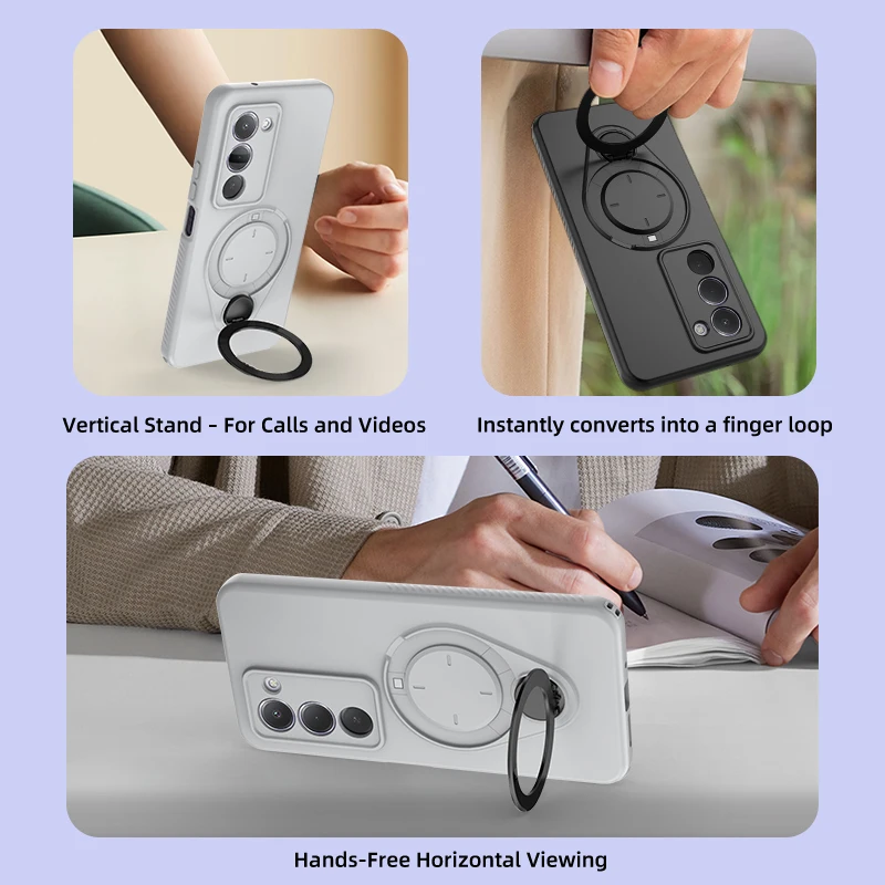 360 °   Obrotowy metalowy uchwyt pierścieniowy z magnetycznym etui na Xiaomi Redmi 15 4G 5G 169,5 mm 171,1 mm, miękki, odporny na wstrząsy pokrowiec z TPU. — zdjęcie produktu 5