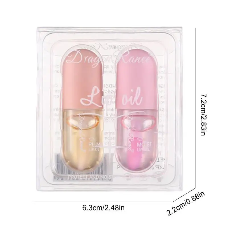 2PCS/Set Non-stick Lip Plumper Lip Enhancer Natural Lip Serum Moisturized Clear Sexy Lip Oil Fuller & Hydrated Lips Makeup