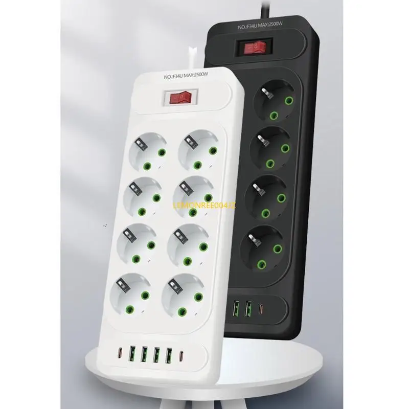 

E7CD Convenient USB Hub Power Strips with Switches Suitable for European Travel