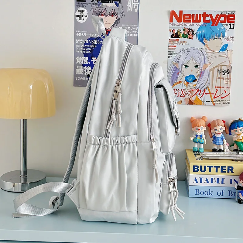 Schoolbag Multiple Compartments Large Capacity Backpack Grils Woman Fashionable Comfortable All-matching Solid Simple