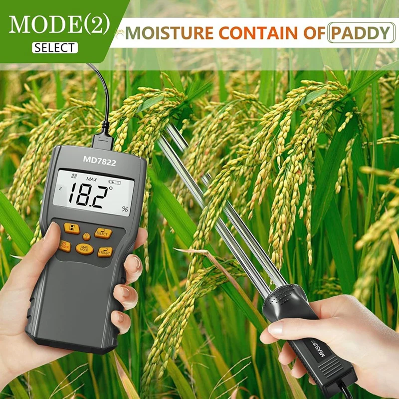 FGHGF-Hay Moisture Tester,Moisture Meter Probe For Hay,Froage Grass, Leymus Chinensis,Alfalfa And Other Hays With Data Storage