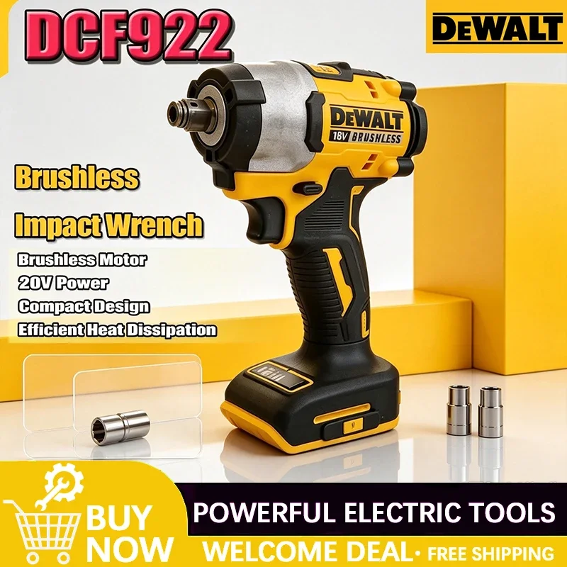 Dewalt DCF922 Brushless Impact Wrench 610N.m Cordless Driver Large Torque Variable Speed Electric Wrench Rechargeable Tools