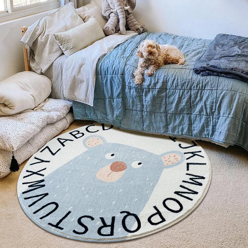 Round Soft Plush Carpets Children's Room Decoration Rug Large Area Living Room Rugs Simple Bedroom Decor Bedside Carpet Washable