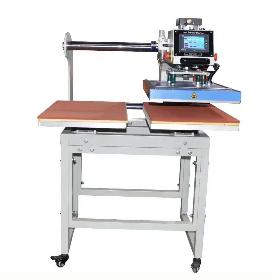 Fully Automatic Up-Sliding Pneumatic Double Station Heat Press Machine for Clothing Label Custom Printed