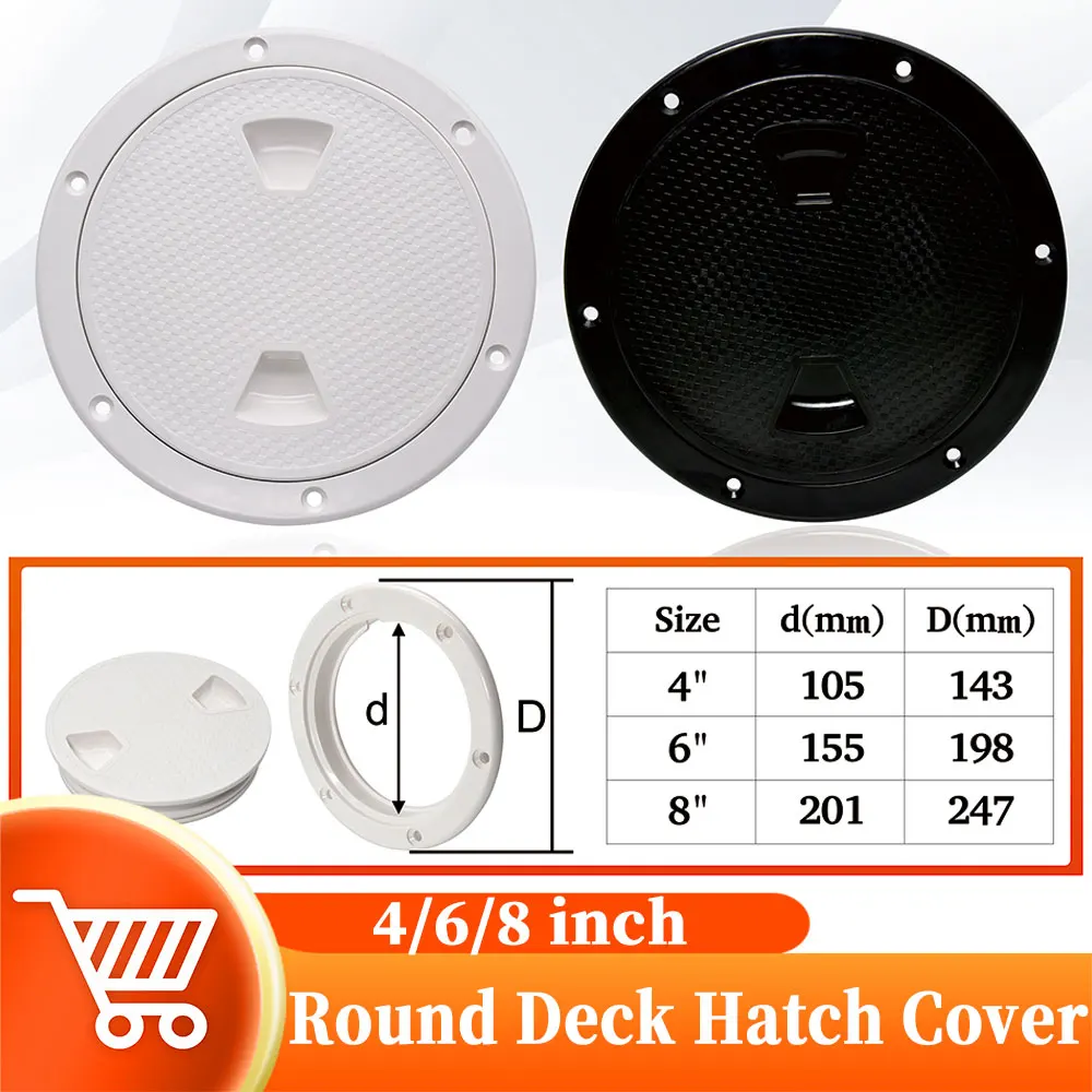 

Круглая крышка инспекционного люка 4/6/8 дюйма, черная/белая крышка люка из АБС-пластика, поворотная винтовая палуба для лодки, яхты, морского доступа, люка, бухта