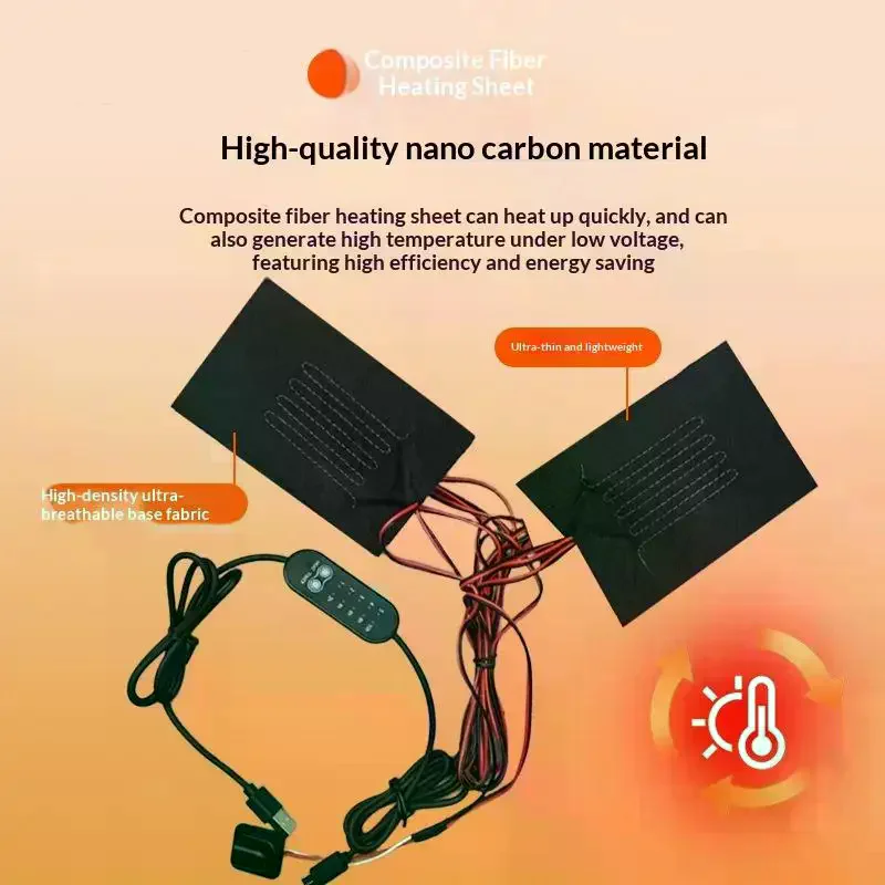 

1Pcs Winter Outdoor Heating Warmer Pad USB Warm Pads Fast Heating Carbon Fiber Heating Pad For Cloth Vest Jacket