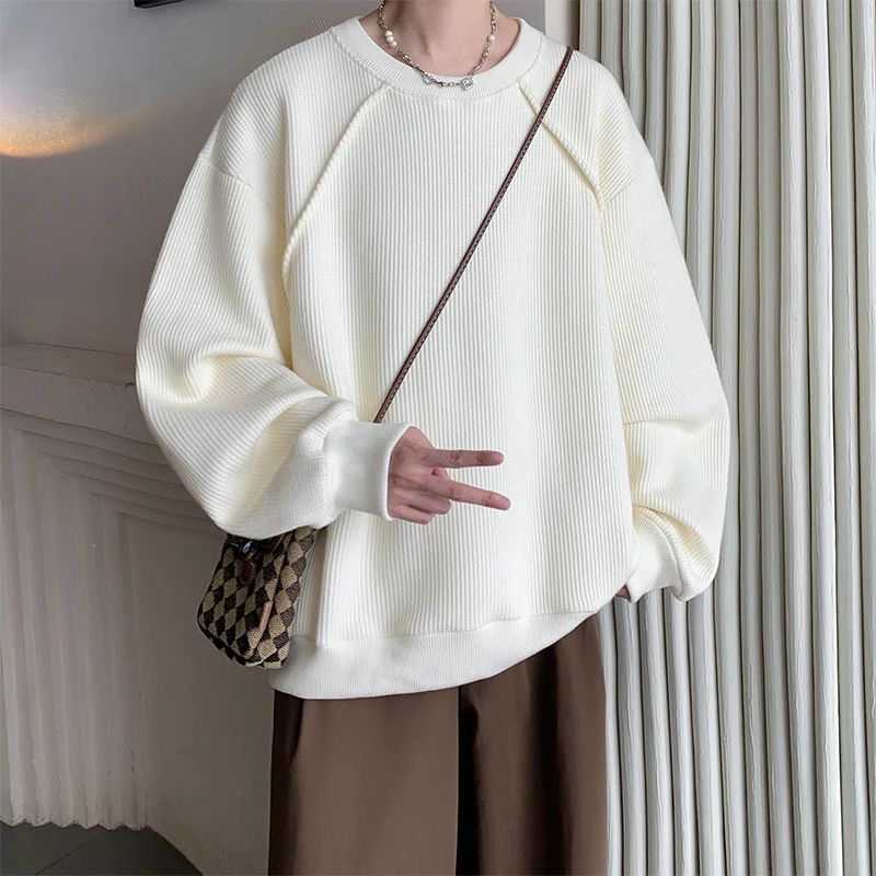 الرجال هوديي سترة البلوز كبيرة الحجم الرجال هوديي الهراء تحقق قاعدة طبقة طويلة الأكمام أعلى تنوعا الربيع والخريف تسمين #2