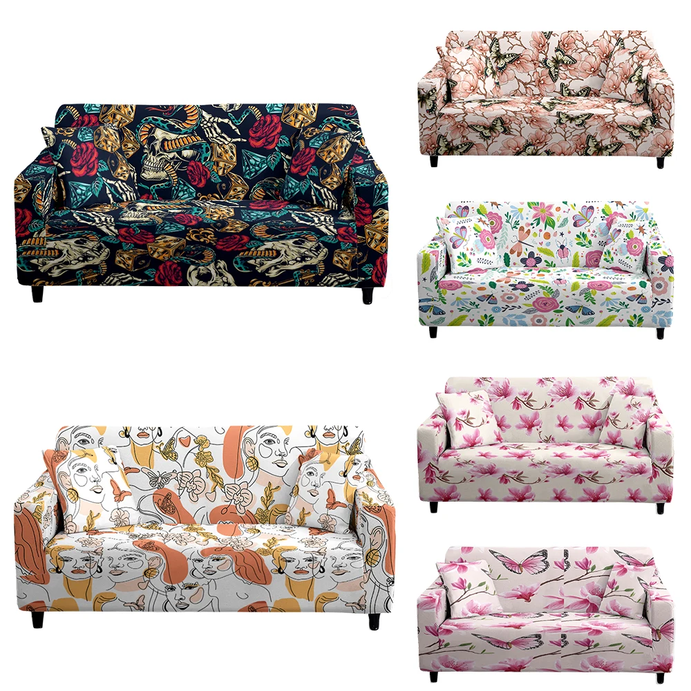 

Colorful Pattern Butterfly Elastic Sofa Seat Cover Anti-Dust Corner Shaped Chaise Longue Sofa Sofs Covers Slipcover Stretch