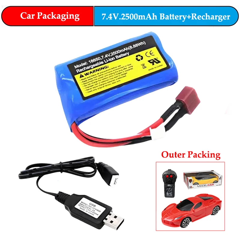 Batería Lipo De 7,4 V, 2500mAh, 18650 Para Wltoys 12428/144001 RC, Piezas De Coche, 2s,  Para for SCY-16101 SCY-16102 SCY-16103