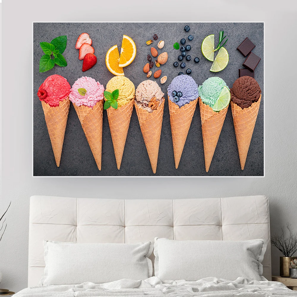 Coni gelato colorati moderni pittura su tela LGBT Rainbow Sign poster e stampe per soggiorno Wall Decor Cuadros Wall Art