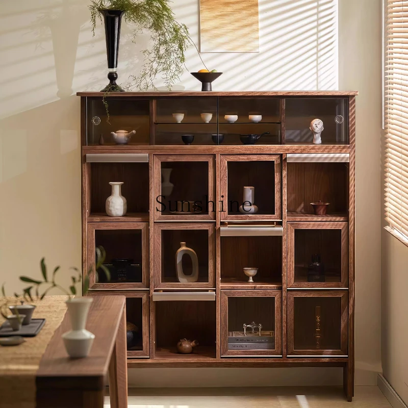 

New Chinese-style solid wood tea cabinet, living room storage, household bedroom rack, modern simplicity