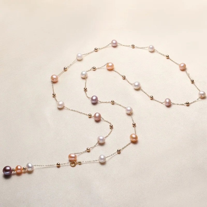 

Freshwater Pearl Long Sweater Chain Necklace Jewelry