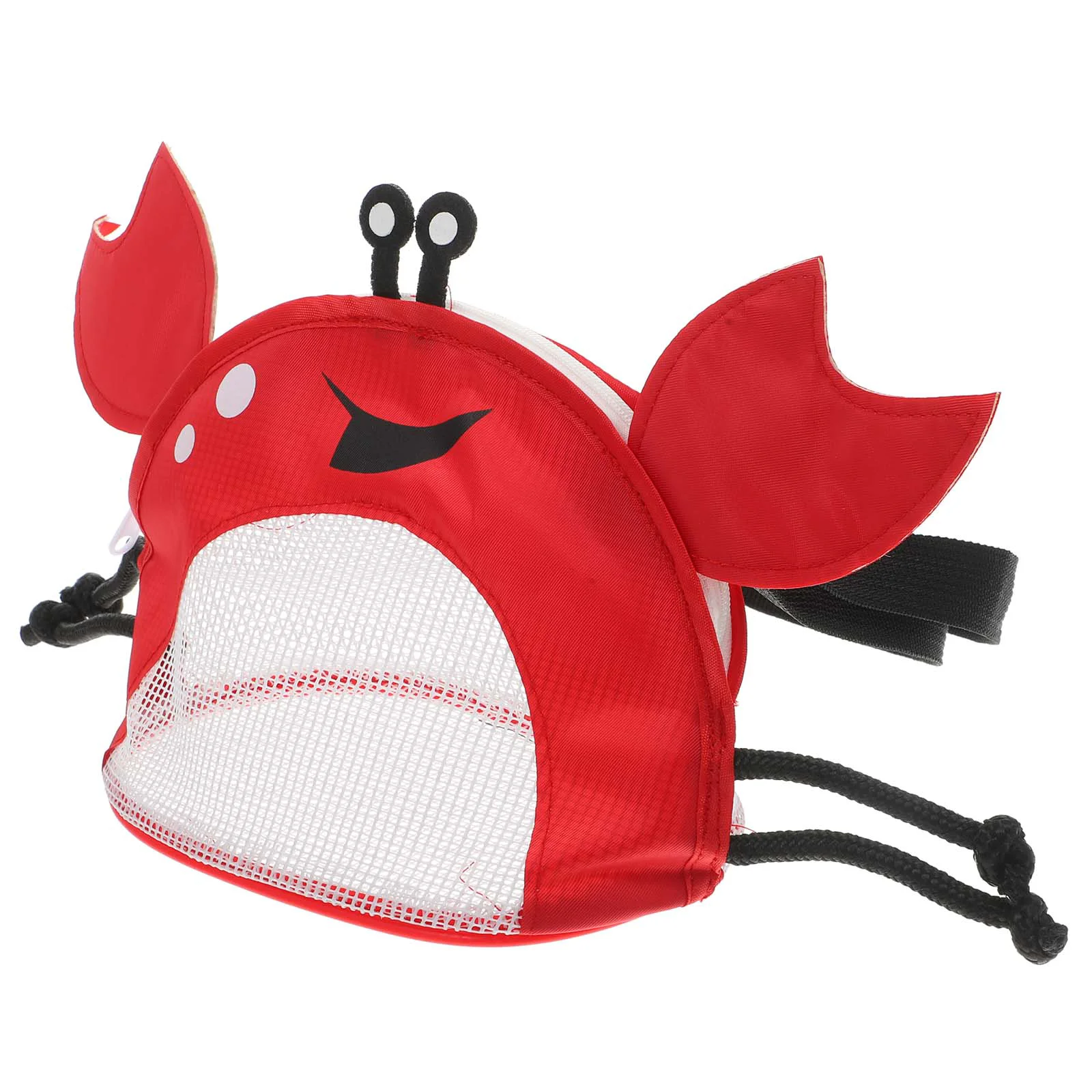 Kids Travel Backpack Crab Beach Bag Toy Shell Collecting Mesh Bags for Picking Shells Tote Red Sandbox Small