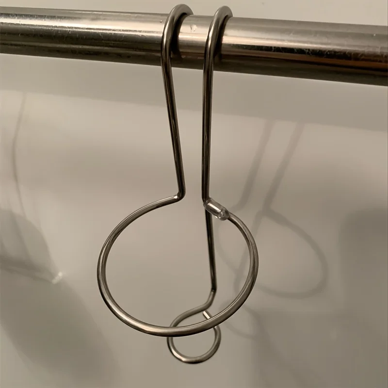 1pc Stainless Steel Double Ring Hanging Rack for Face Wash and Toothpaste, No-Drill Bathroom Hook Organizer, Shelves