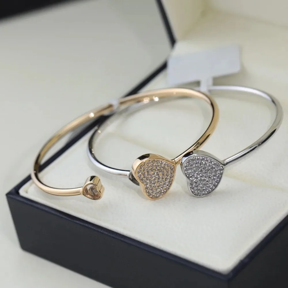 

2025 New Original Fashion Jewelry 925 Silver Diamond Heart Shaped Opening Design Women's Bracelet - Holiday Gift Party Exclusive