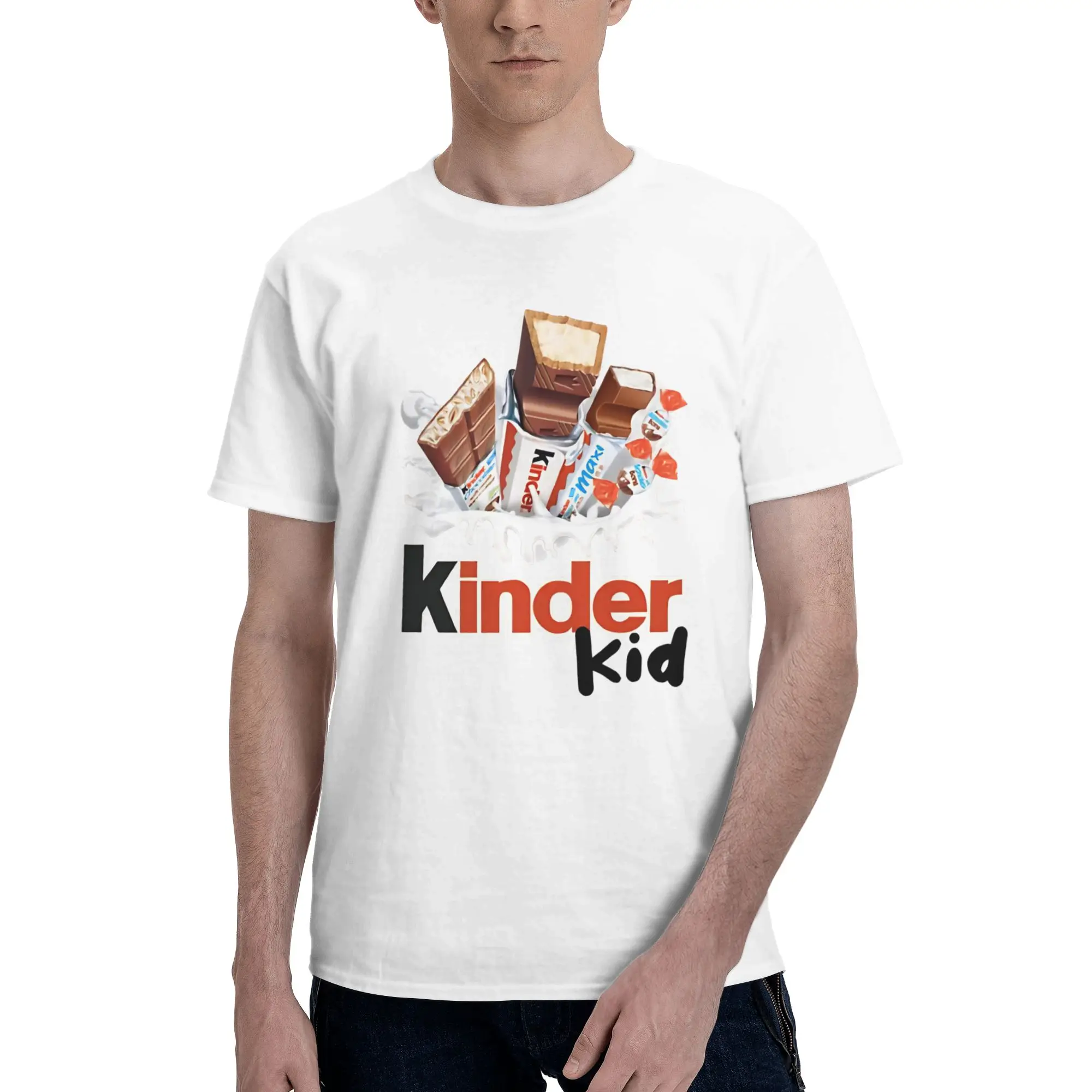 Camiseta Kinder para hombre, camiseta Vintage Kinder Egg, camiseta de manga corta con cuello redondo, camisetas con estampado gráfico de algodón puro