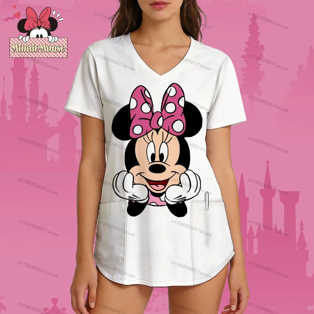 

Summer Clothes Kawaii Y2k Graphic Tee Nurse Uniform Minnie Mouse Basic 2026 Women T Shirts Workwear Polka Dot New Fashion Disney