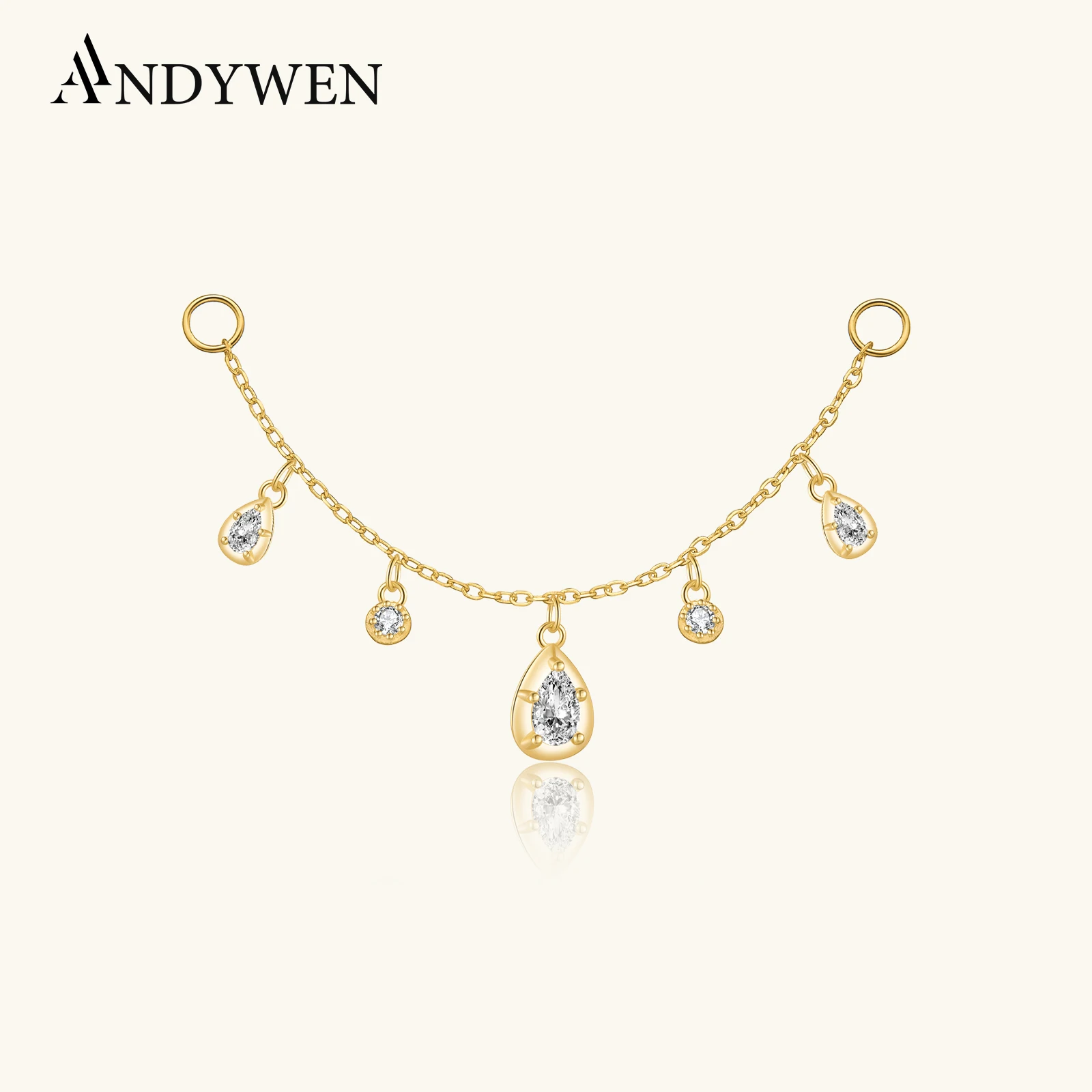 

ANDYWEN 925 пробы Серебряная цепочка 6 см круглая Регулируемая цепочка для кольца серьги для пирсинга Рок Панк Изящные ювелирные зажимы