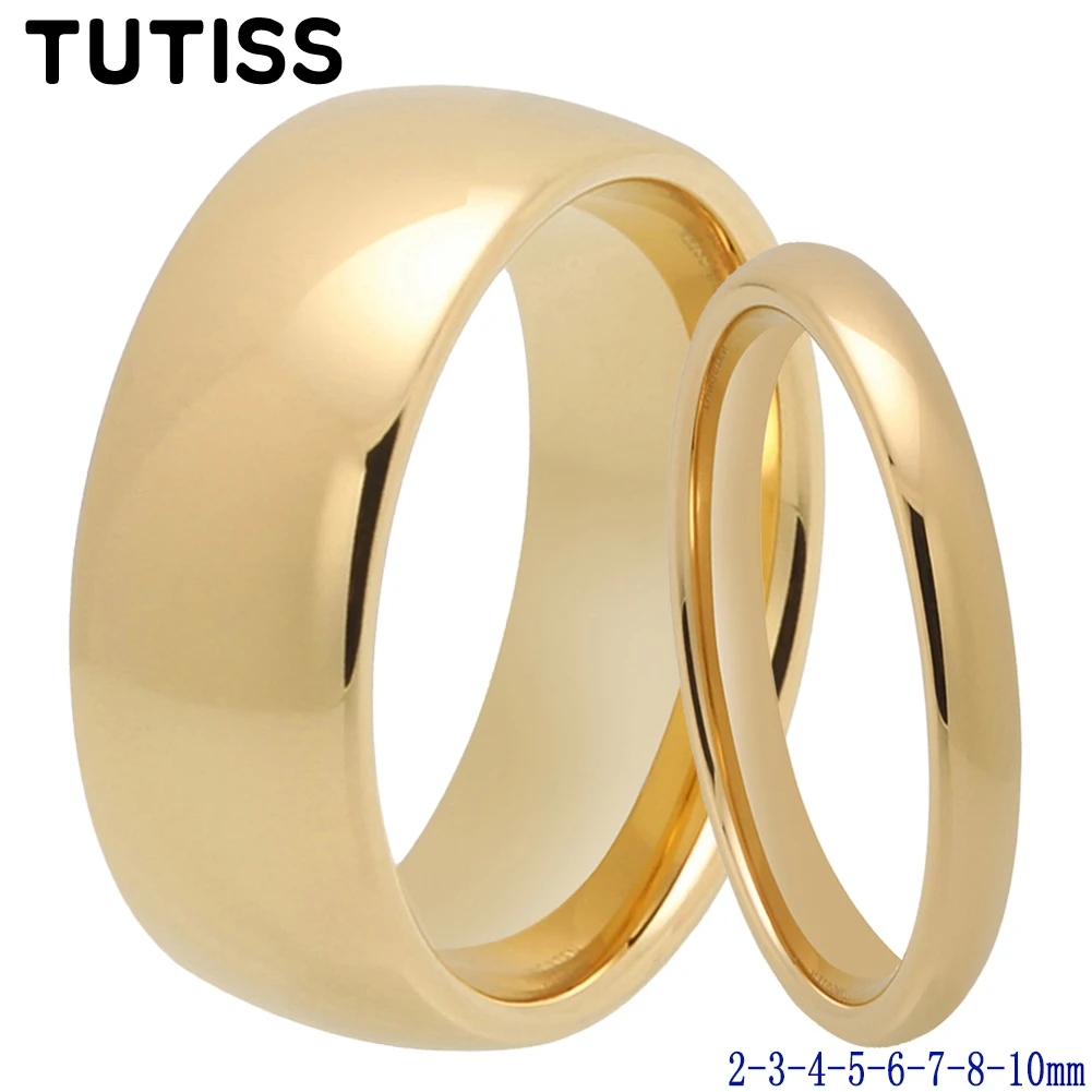 

TUTISS 2/3/4/5/6/7/8/10mm The Most Popular Tungsten Engagement Wedding Band Men Women Golden Ring Shiny Polished Comfort Fit