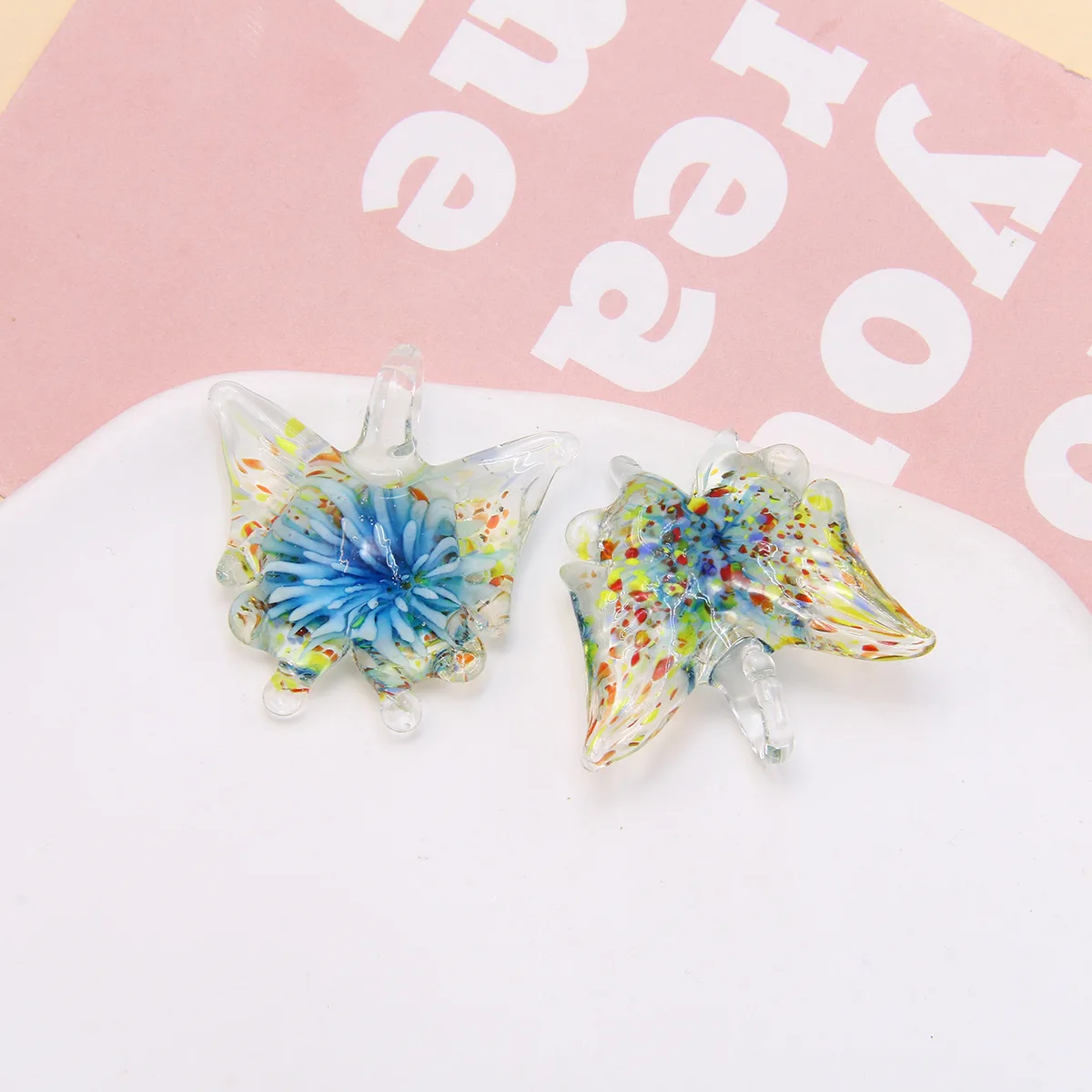 New Handmade Murano Lampwork Glass Colorful Butterfly Flower Pendant Fit Necklace Hot Sale Jewelry Gifts LL11