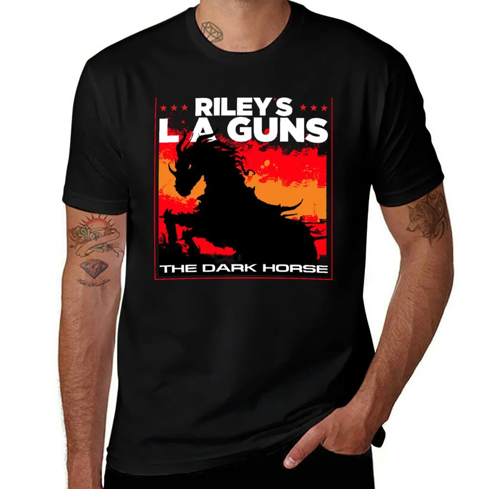

Riley's L.A.GUNS The Dark Horse T-Shirt T-Shirt funny meme t-shirts boys animal print blue archive mens t shirts casual stylish