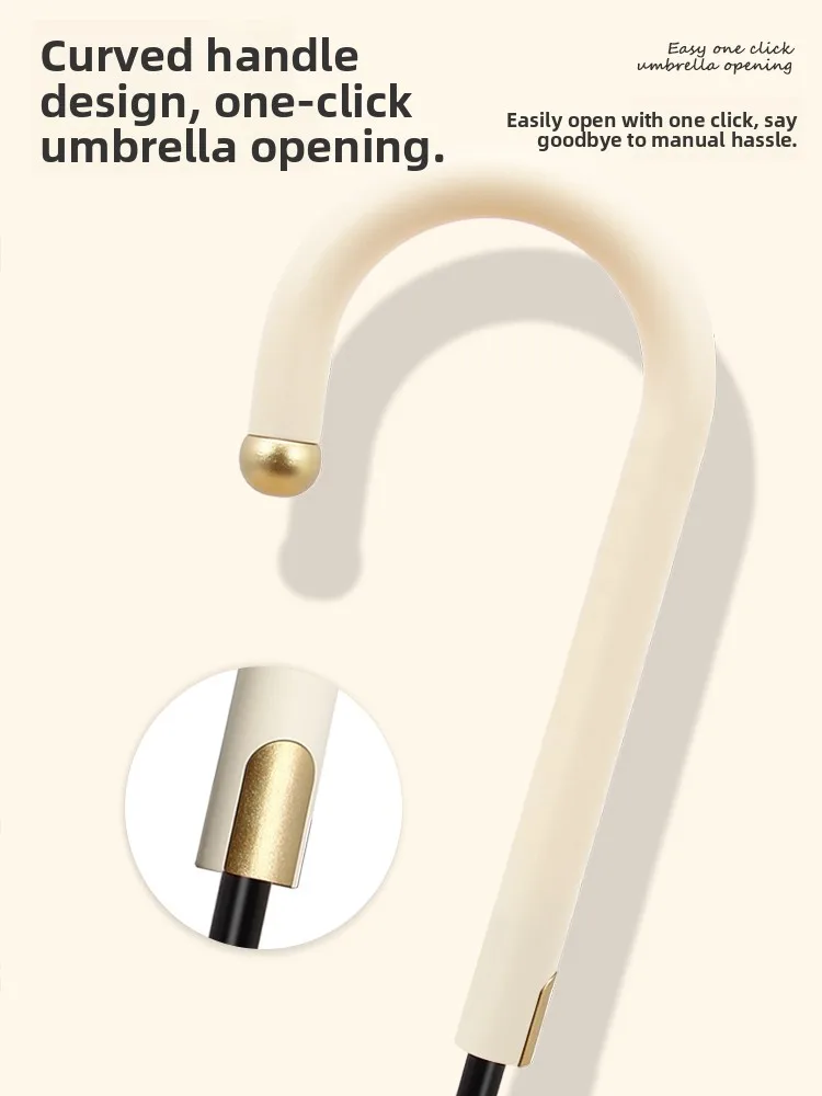 

Elegant Long Handle Umbrella Thickened Large Size for Women Windproof Resistant to Heavy Rain Champagne Golden Ball Ben...