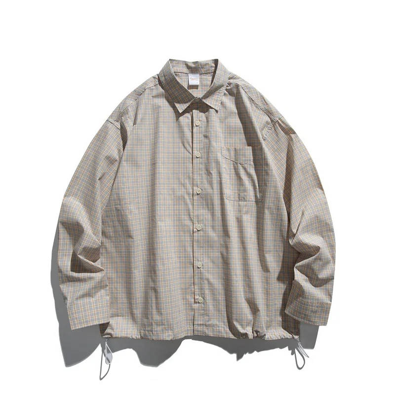 

Cityboy уличная модная рубашка-карго мужская уличная одежда свободные повседневные клетчатые рубашки с длинными рукавами Techwear рубашки на шнурке блузки