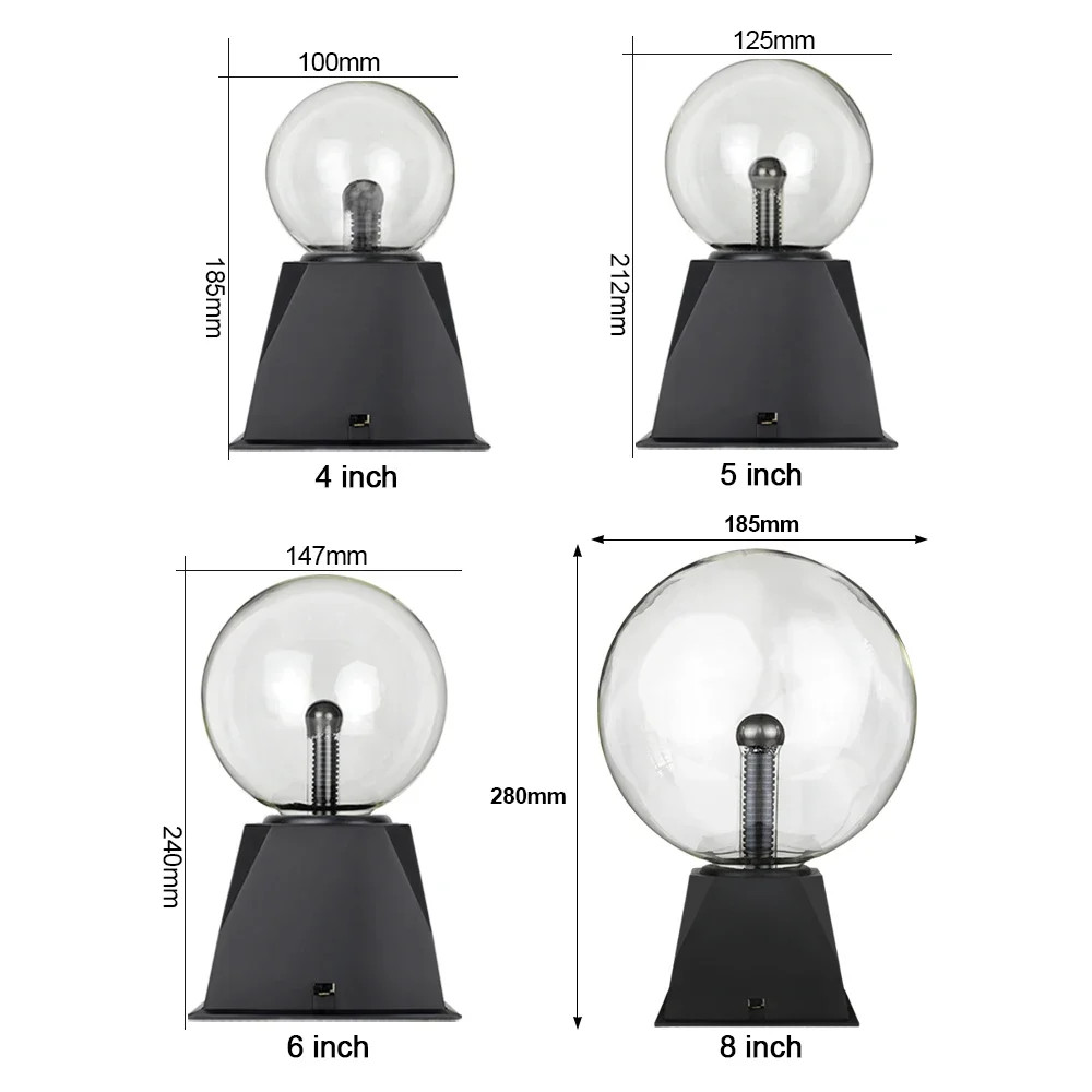 Novidade bola de plasma de cristal mágico luz sensível ao toque 5 6 8 polegadas led luz noturna bola de plasma de vidro esfera luzes de mesa usb