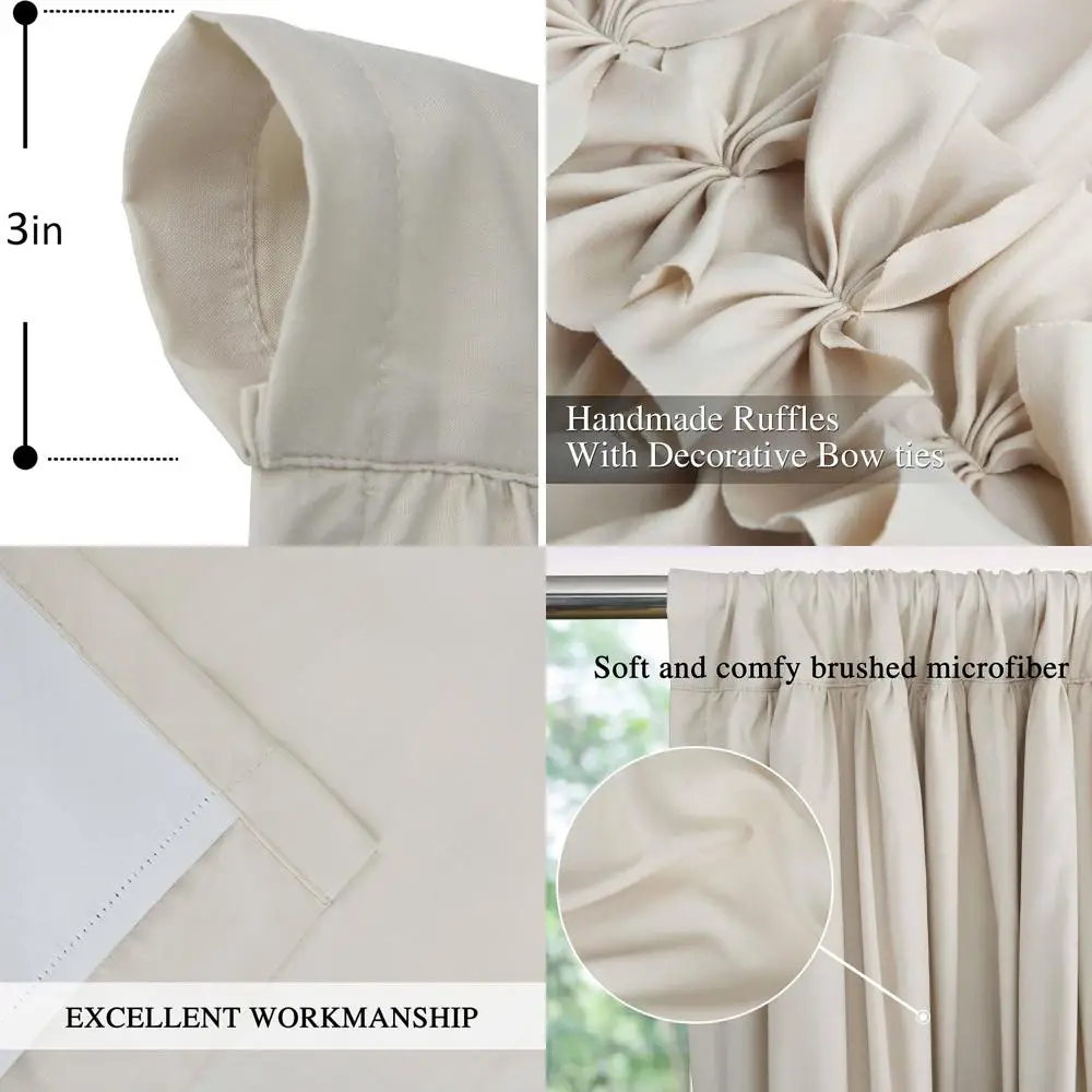 

Пара изолированных затемняющих штор мощностью 54 x 84 л в стиле бохо, 3 ряда цветов-бабочек, карман для удочек в деревенском стиле, верблюжий LQ-30