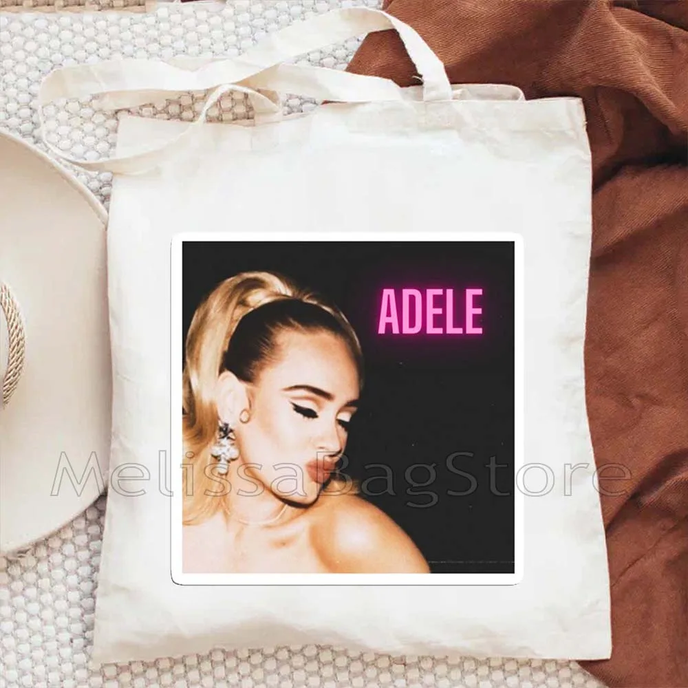 Hello It's Me Love Adele Music Singer Poster Fan Gifts Women Canvas Shoulder Tote Bag Harajuku Shopper Cotton Shopping Handbag view 6