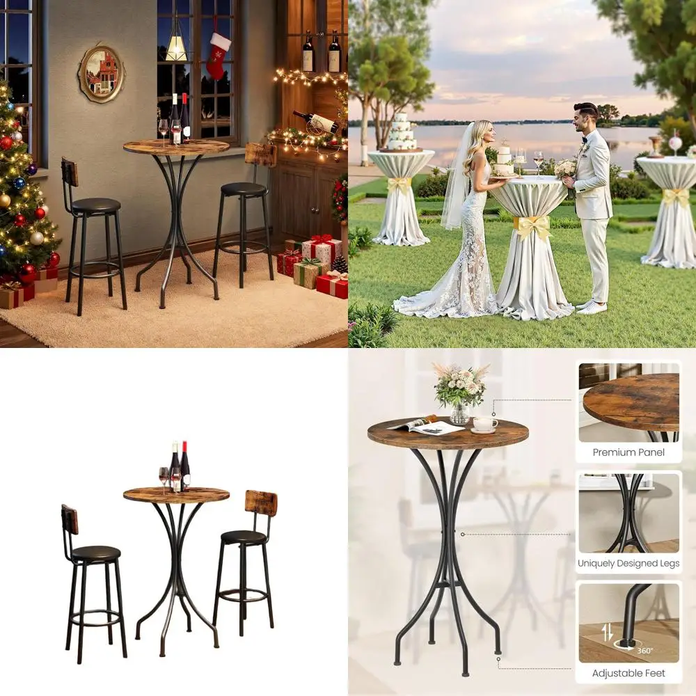 

Rustic Brown & Black High Top Table for Kitchen, Pub, Bistro, Living Room & Meetings