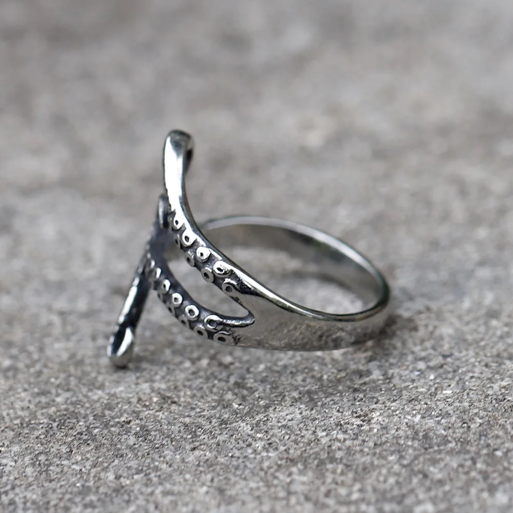 2022 NEW Men's 316L Stainless-Steel Rings Deep Sea Monster Squid Octopus Finger Tentacles Ring Jewelry Gifts Free Shipping view 3