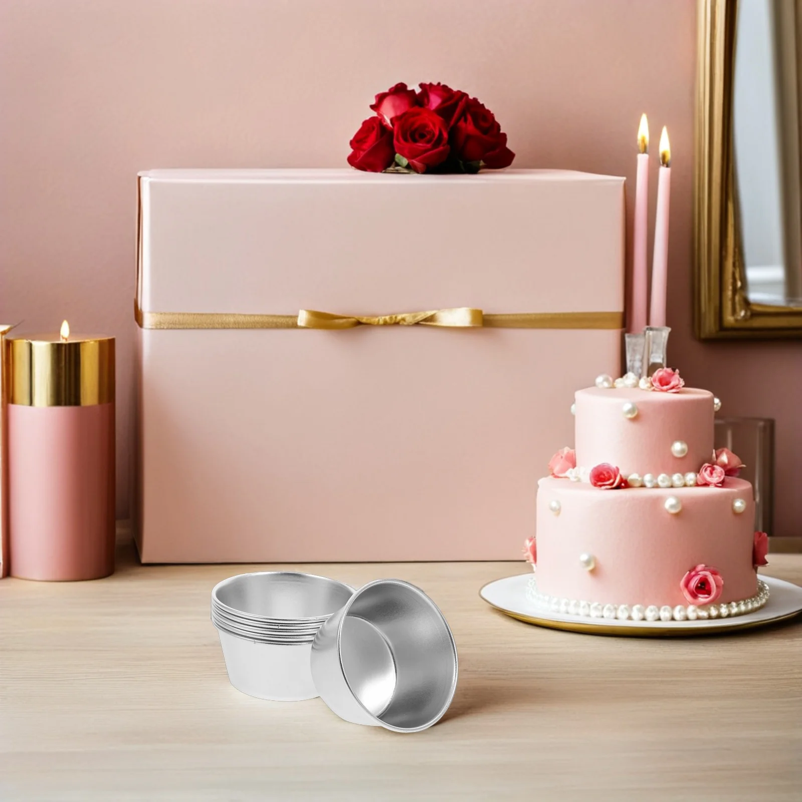 

8Pcs Round Nonstick Baking Molds Carbon Steel Pudding Cups for Mini Cakes and Desserts Non-Stick Tartlet Molds