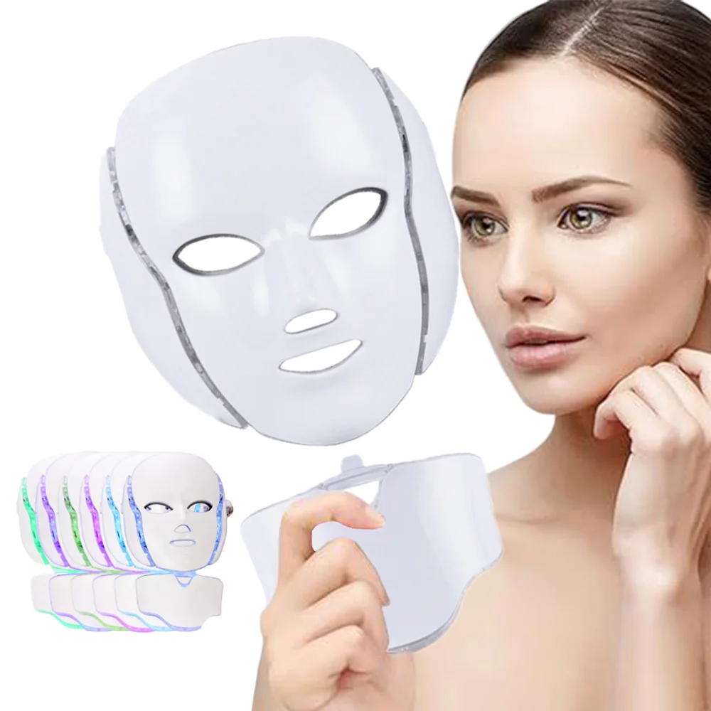 Face Neck LED Mask 7 Colors Lights Photon Red Light Therapy Flexible Facial Beauty Mask Skin Care Anti-Ance Wrinkle Removeral