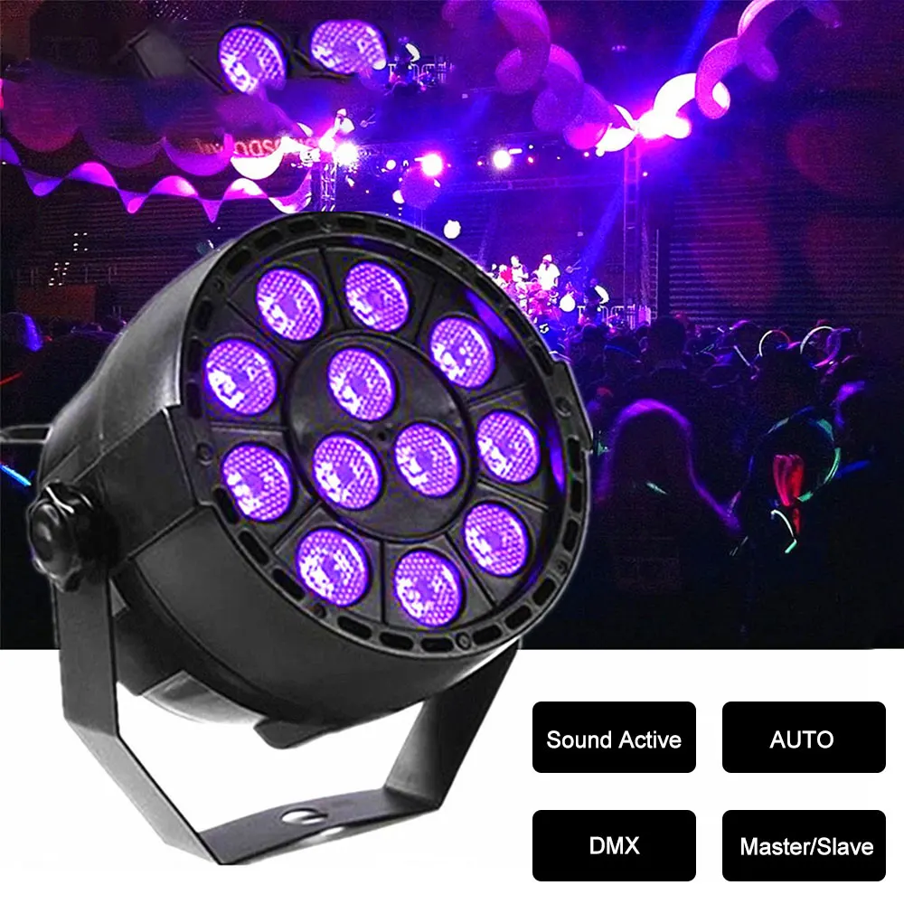 12/18/36/54LED UV Stage Light DMX Stage Sound Activated Par Blacklight Spotlight for Party Dance DJ Disco Bar