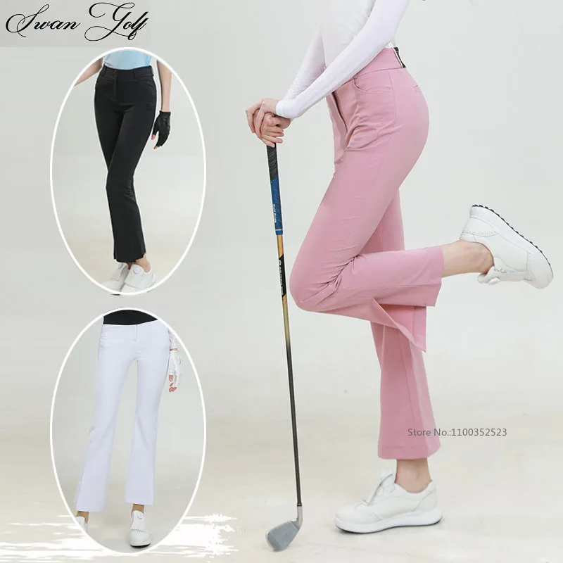 New SG Golf Pants Spring Summer Women Elastic High-Waist Sports Trousers Casual Quick Dry Flared Pants Lady Split Slim Sweatpant