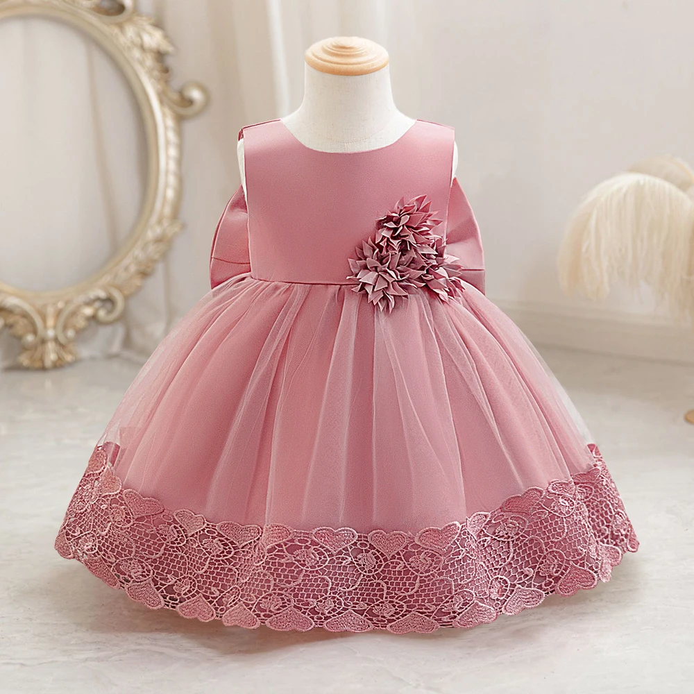 

Photography First 1st Birthday Dress For Baby Girl Clothes Floral Princess Dress Girls Dresses Sleeveless Baptism Party Gown