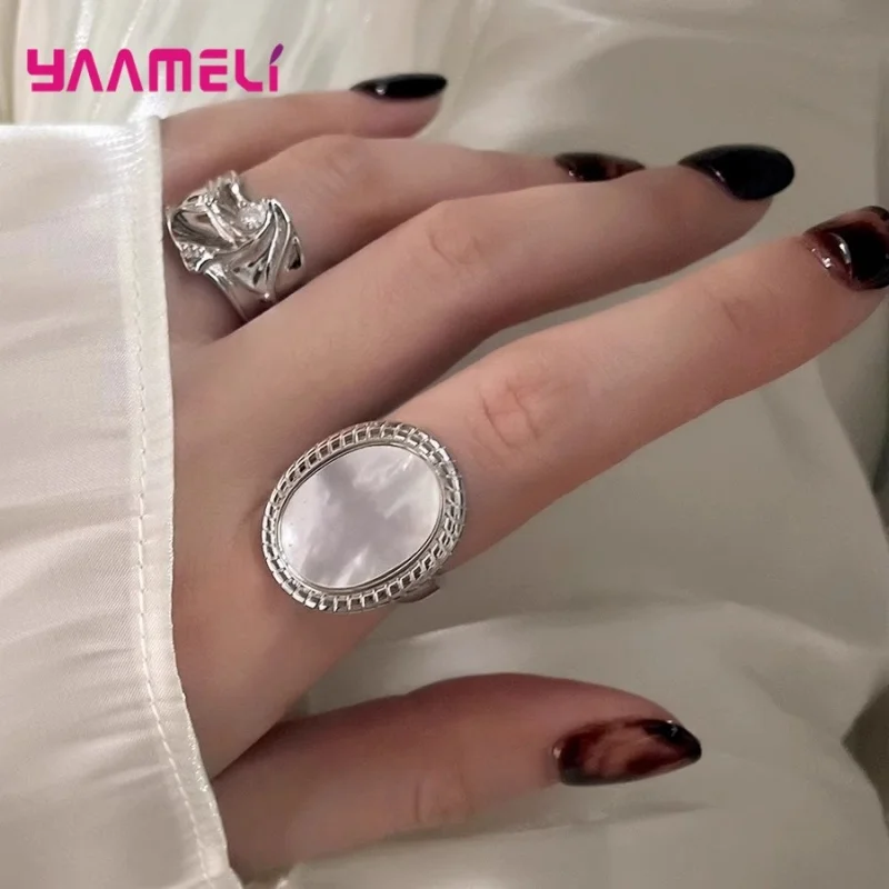 

925 Sterling Silver 2pcs/set Punk Metal Curved Smooth Open Adjustable Ring for Women Men Simple Rings Set Hip Hop