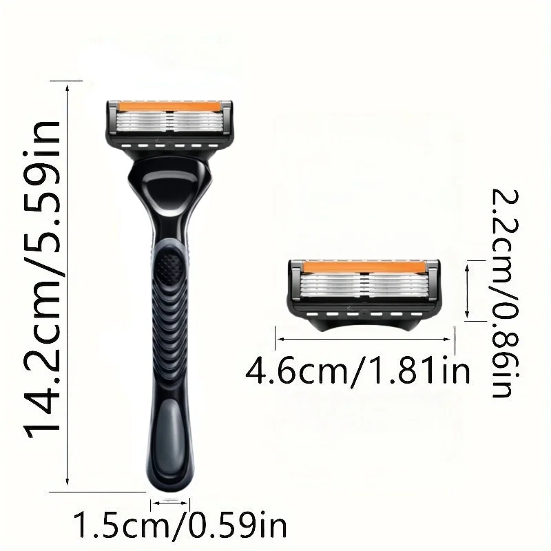 High Quality Men's Manual Safety Shaver with Handle Offered, 4 German 5 Layer Stainless Steel Shaver Blades