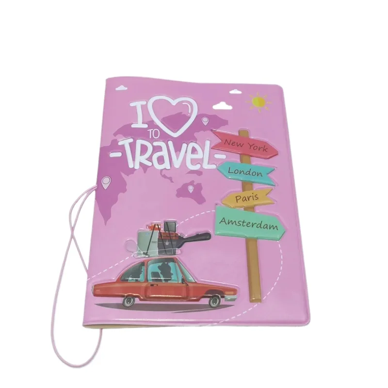 Cartoon Passport Holder 3D Print Passport Cover Case with ID Business Credit Card Slot Pocket Blue Pink Available Accessories