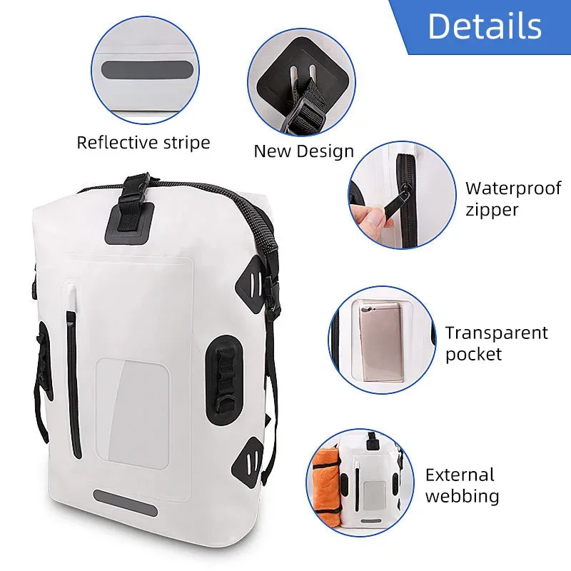 30L Waterproof Drift Bag Swimming Backpack Large River Trekking Shoulder Diving Wet Dry Rafting Canoeing Kayak PVC Camping Bag