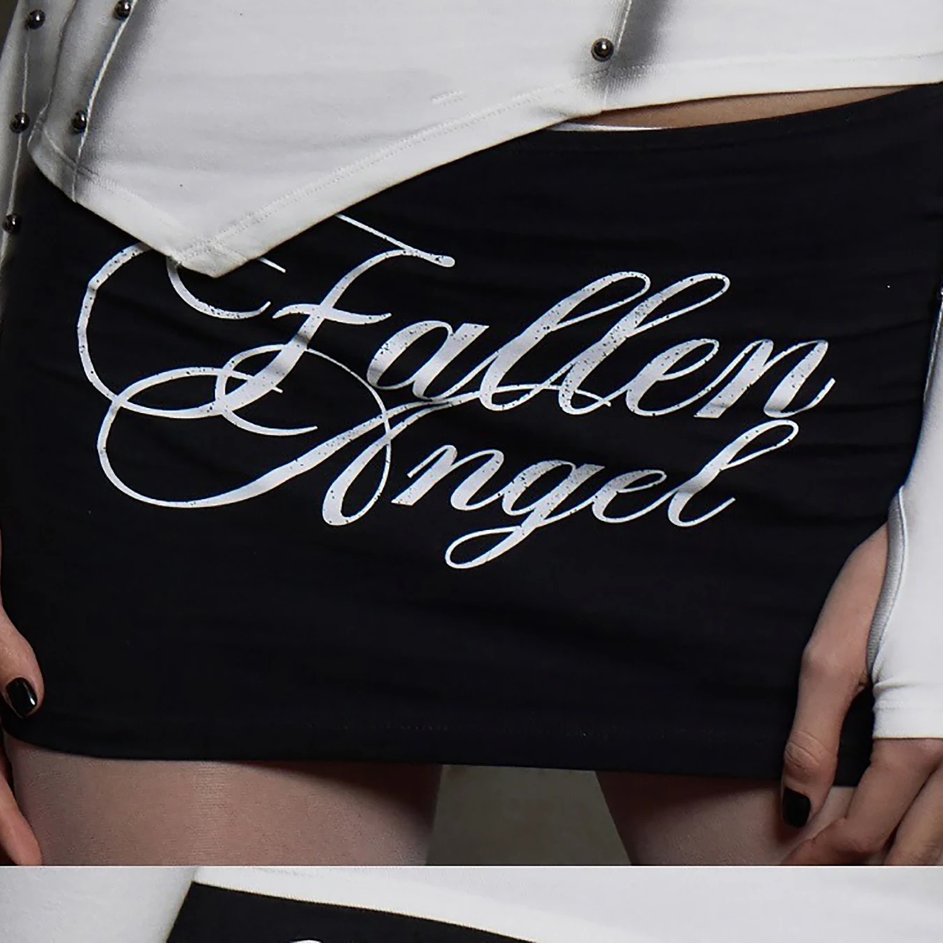 Summer New Letter Print Elastic Waist Slimming Spicy Girl Wrap Skirt with Buttocks Enhancement Outside