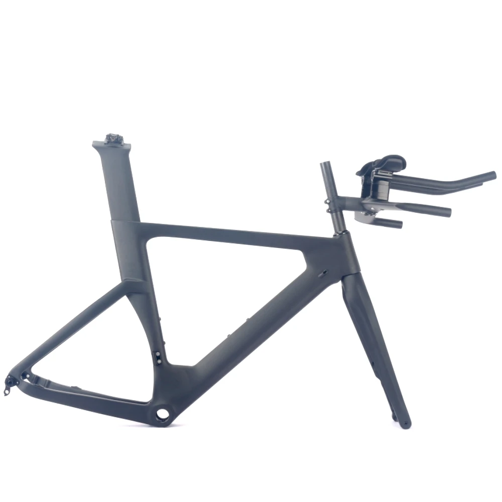 Carbon Bicycle Frame, Disc Brake, Triathlon Bike Frame, Includes TT Bar Fork Seatpost Stem, Internal Cable, S, M, L, XL