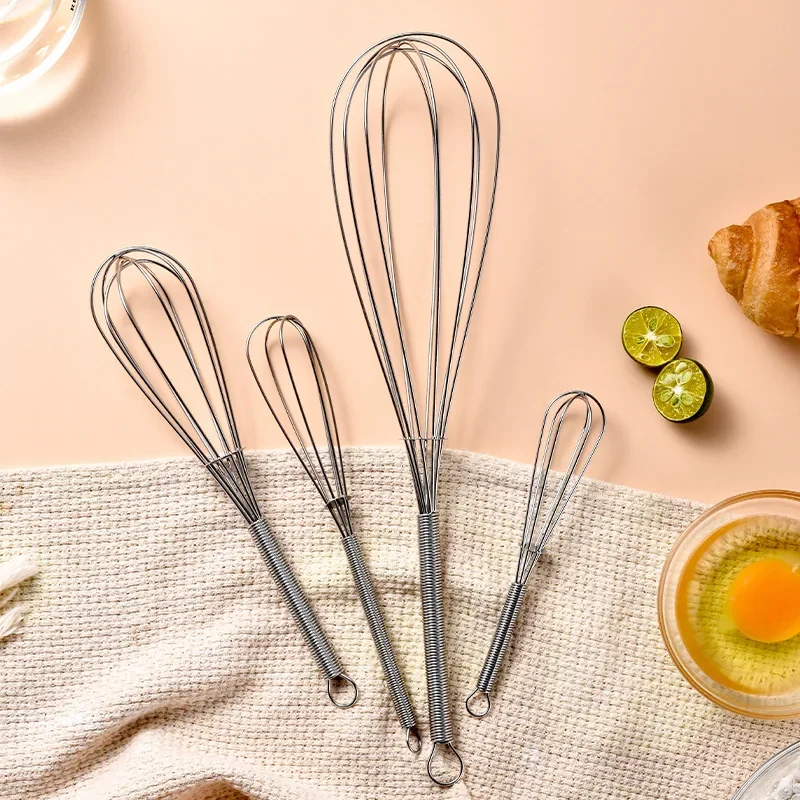 1Pcs Multifunctional Rotary Manual Egg Beater Mixer Mini Kitchen Egg Whisk Bake Tool Eggs Agitator Stainless Steel Eco-Friendly